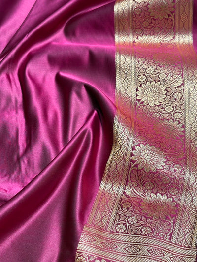 Sea Green with wine Booti Satin Katan Silk saree SK29