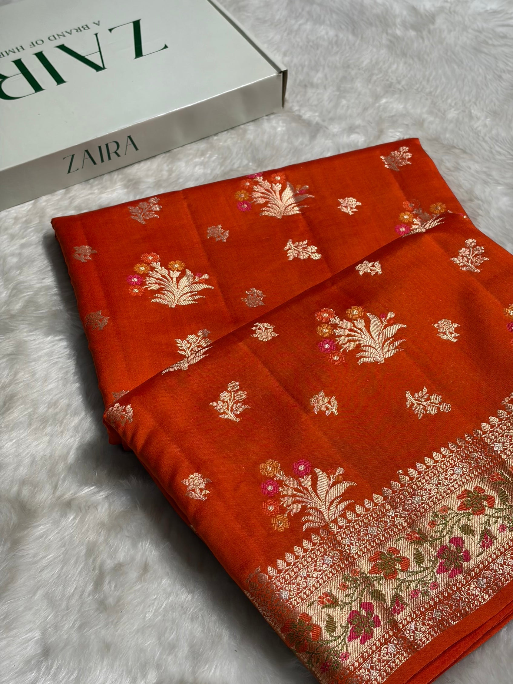 Minakari Orange Shades Pure Chiniya Silk CH-01