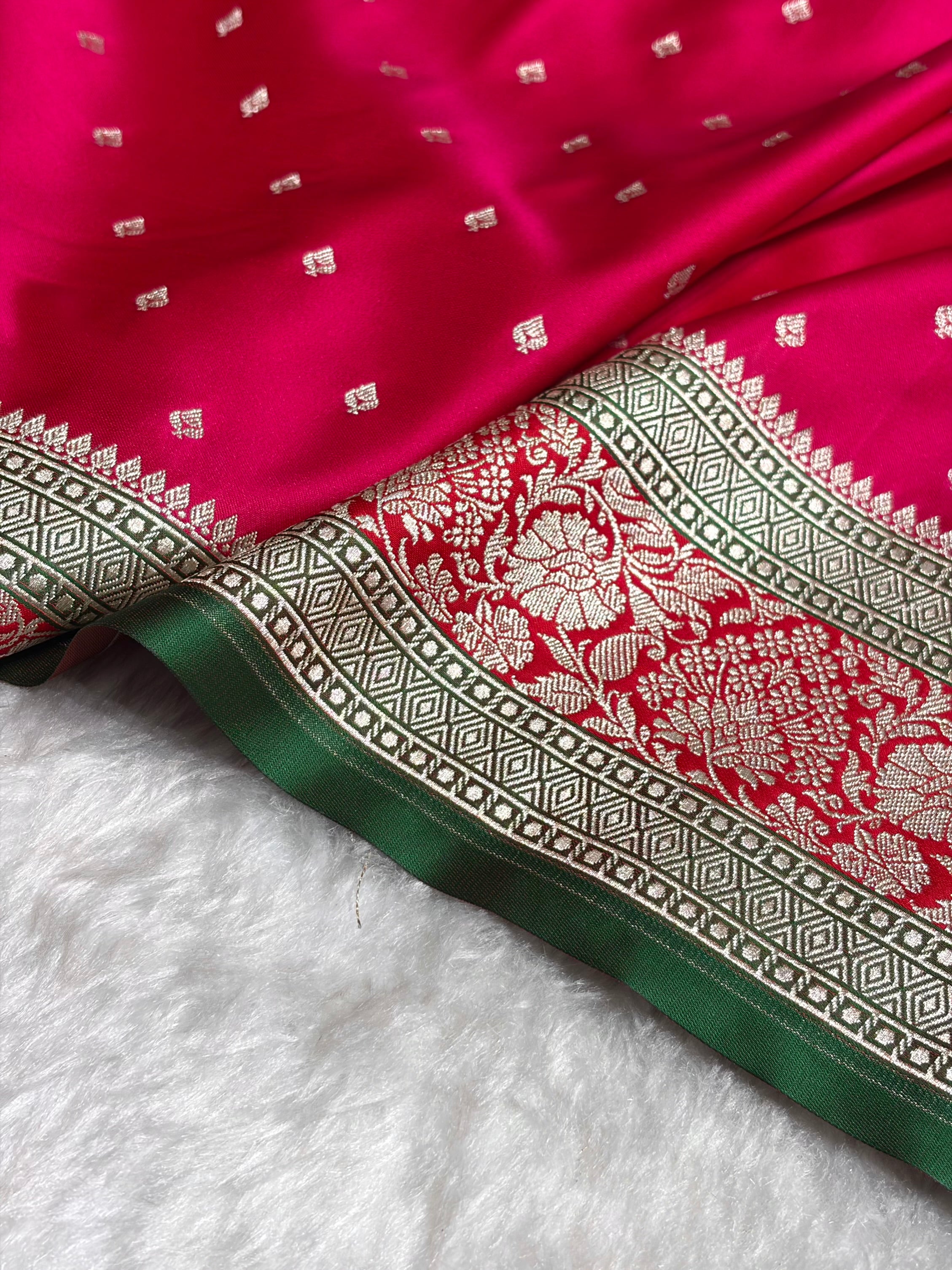 Rani With Red Floral Border Mashru Silk Saree MSM-99