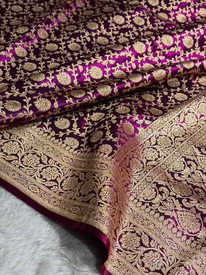 Banarasi Satin Silk Jaal in Wine Shades SS21