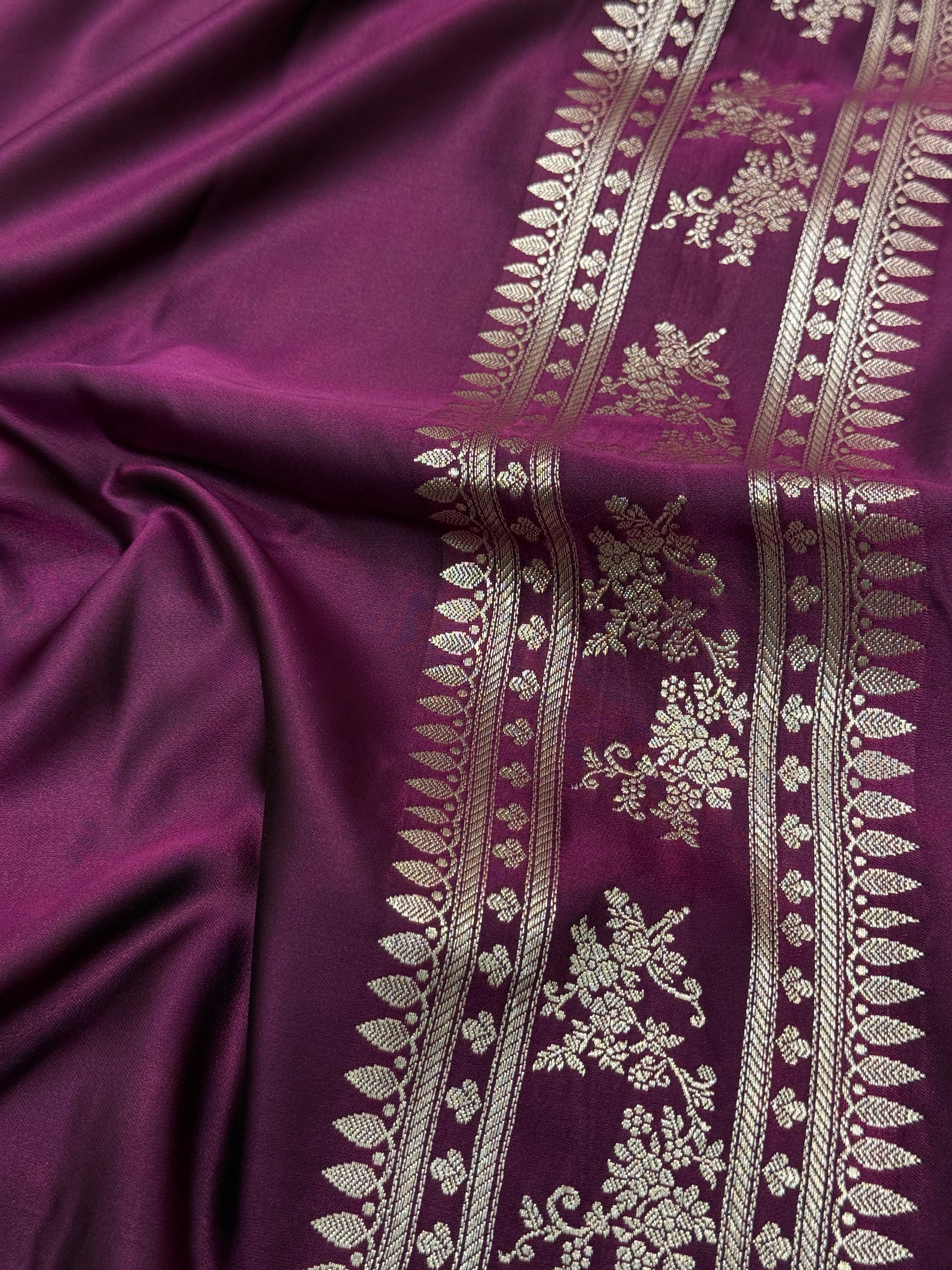Wine Shades Floral Boota Mashru Silk Saree MSM-65
