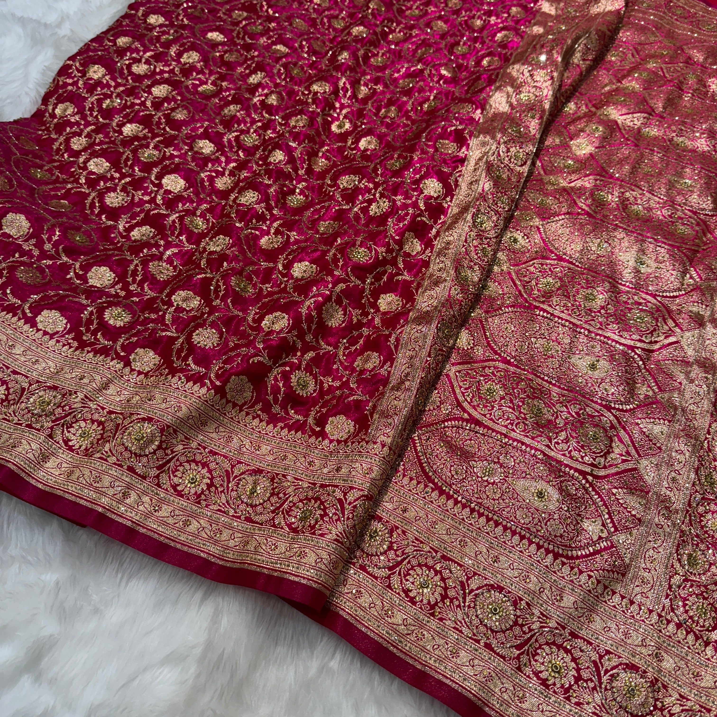 Bridal Pink Jaal with Ari and Stone