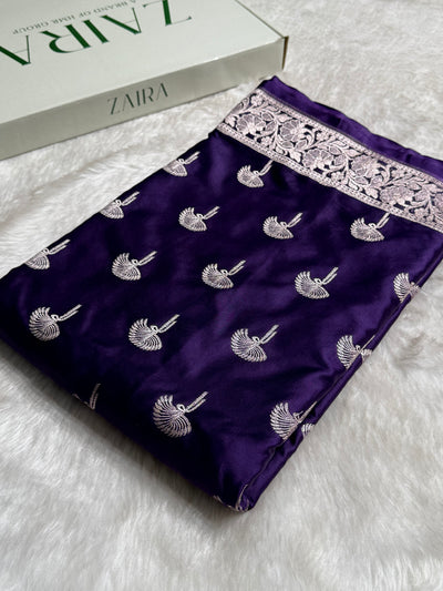Purple Shades Floral Booti Mashru Silk Saree MCS55