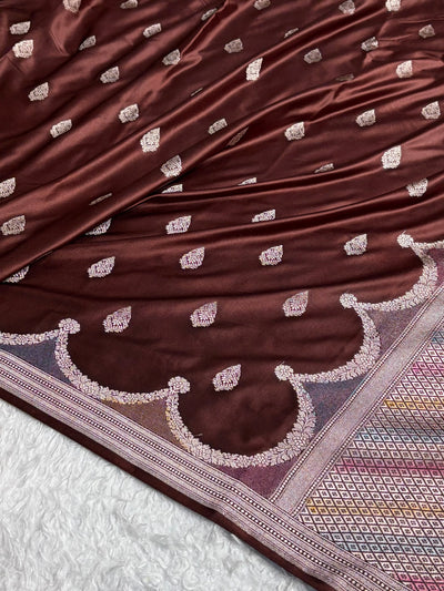 Chocolate Shades Scallop Mashru Silk Saree MCS20