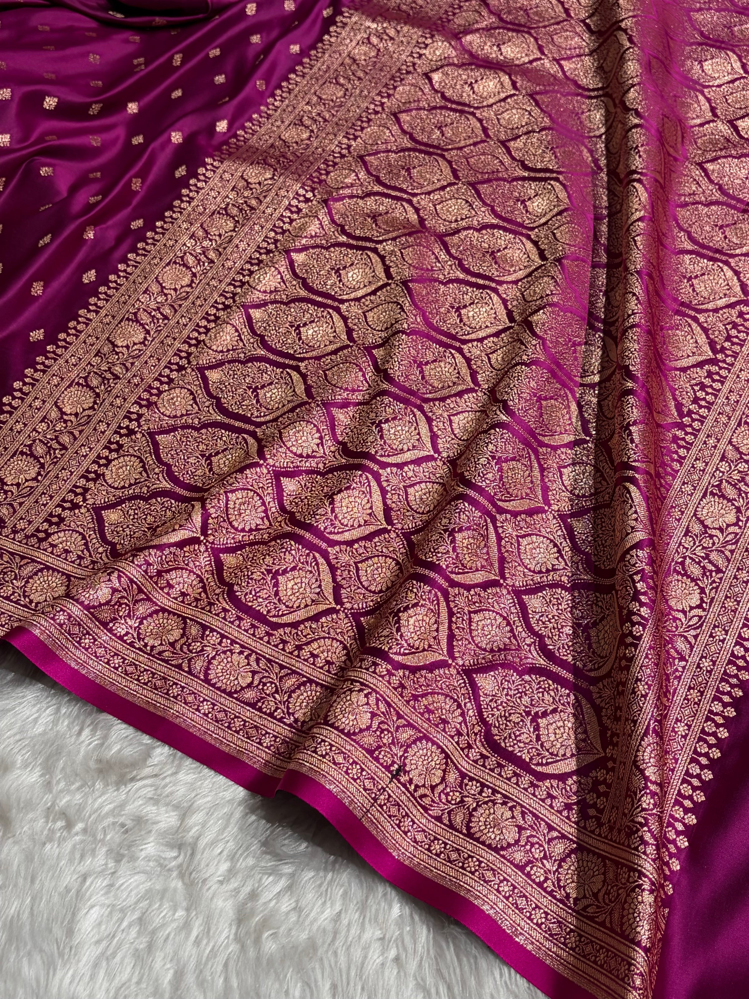 Banarasi Boota Katan Silk Saree In Wine Shades SK03