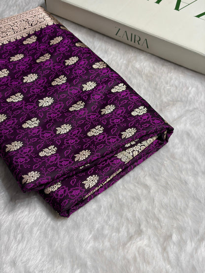 Dark Magenta Shades Tanchoi Motif Mashru Silk Saree MST-10