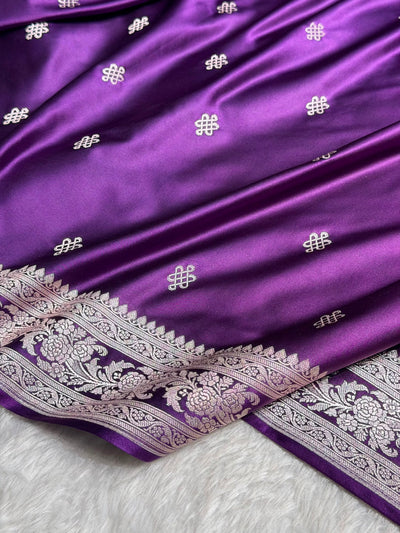 Banarasi Floral Booti Pattern in Purple Shades Floral Mashru Silk Saree MCS101