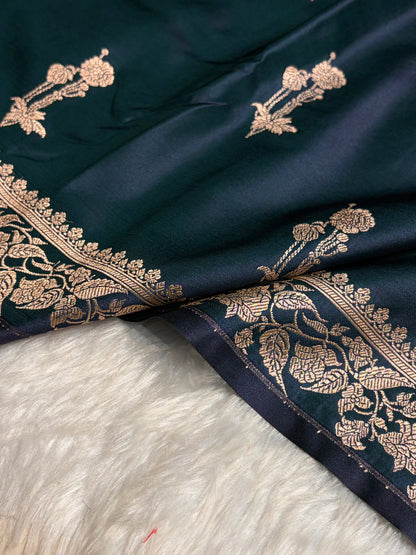 Peacock Boota With Floral Border Mashru Silk Saree MSM-92