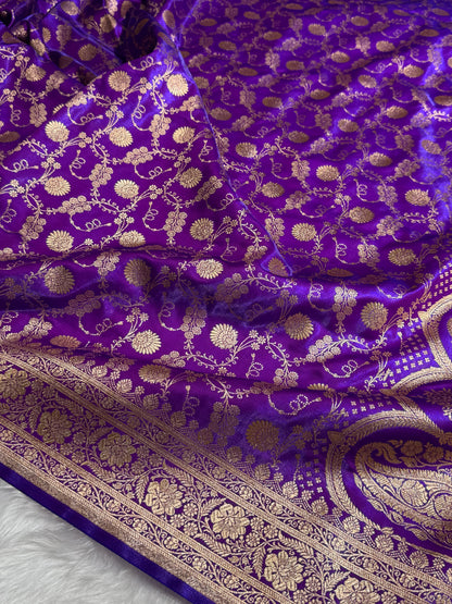 Light Wight Satin Silk Jaal in Purple magenta Shades