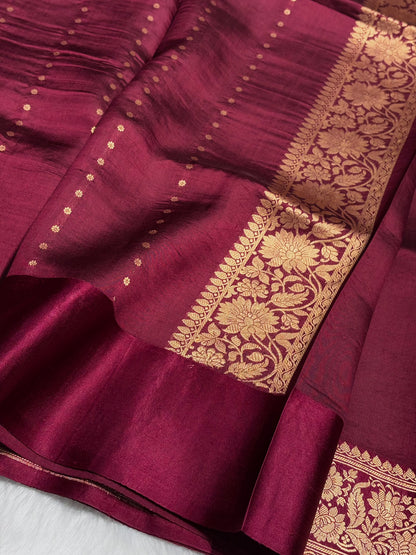 Garnet Shades Meena Boota Handwoven Raw Mango Silk RM-22