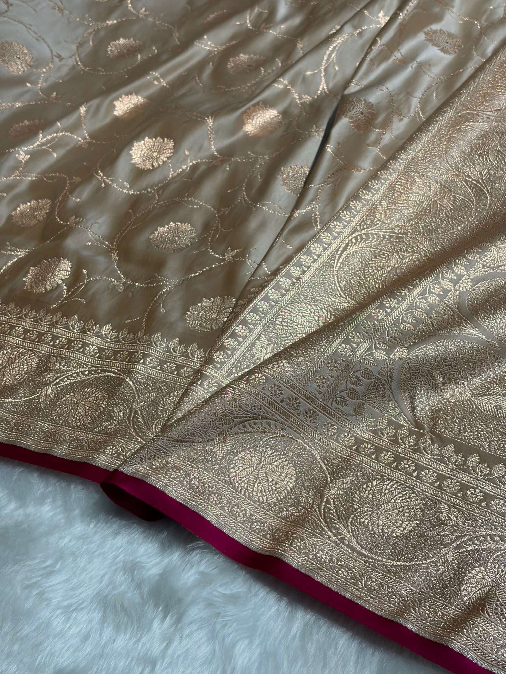 Tusser Banarasi Jaal Satin Katan Silk Saree SK06