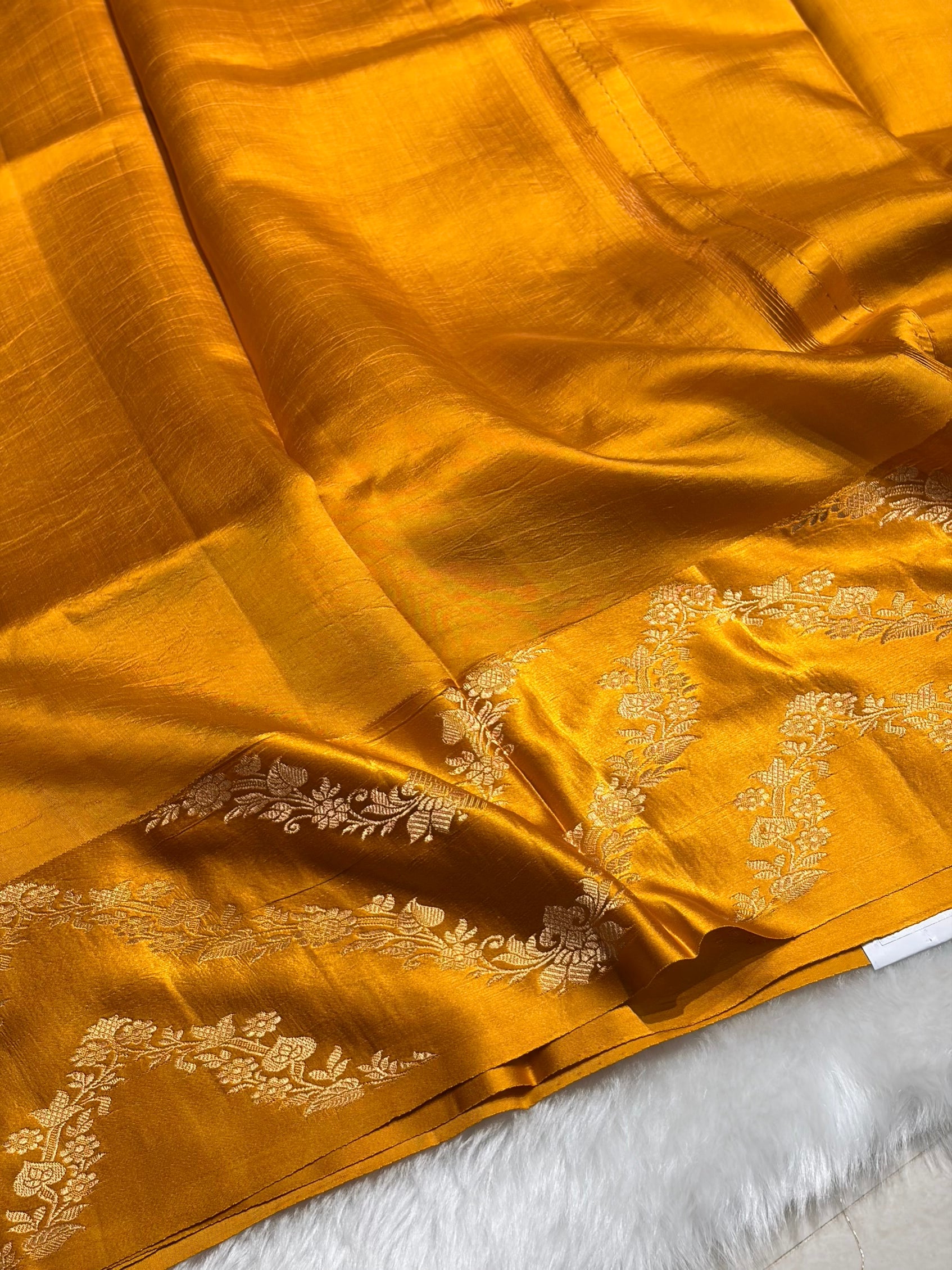 Mustard Shades Boota Handwoven Pure Paper Silk RM-13