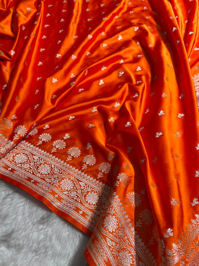Banarasi Orange Shades Booti Mashru Silk Saree MCS72