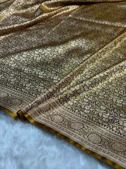 Mehendi Shades Brocket Satin Silk Saree Banarasi Saree Shades SS30