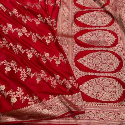 Mashru Silk Saree in Red Shades.