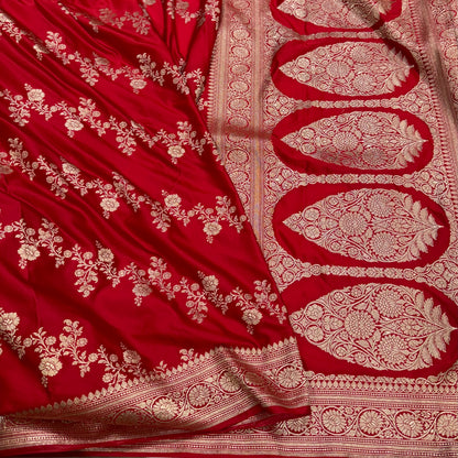 Mashru Silk Saree in Red Shades.