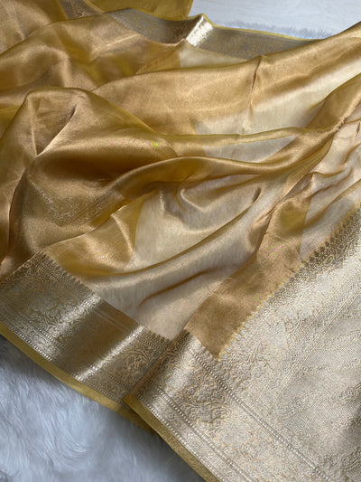 Banarasi Lemon Shades Pure Tissue Silk Saree PT-61