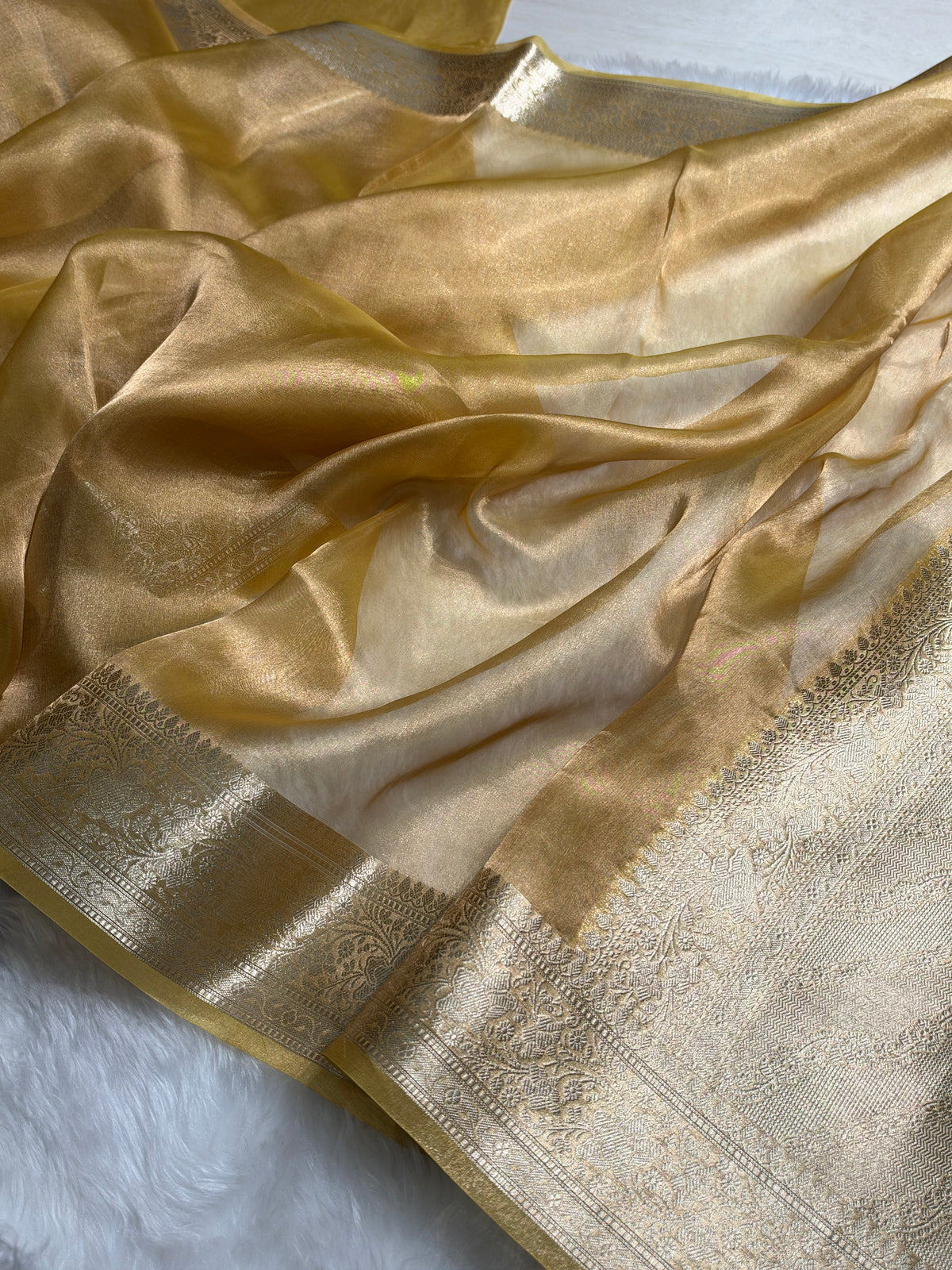 Banarasi Lemon Shades Pure Tissue Silk Saree PT-61
