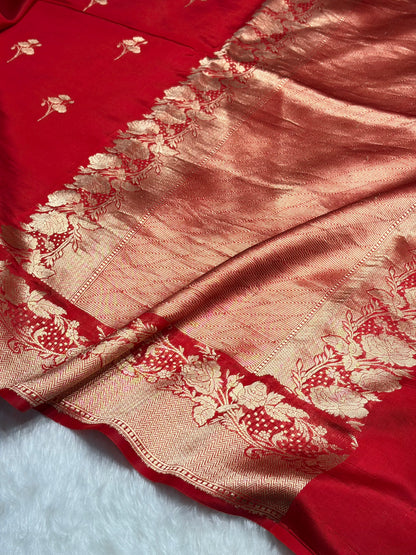 Red Shades Handwoven Pure Raw Mango Silk RM-55