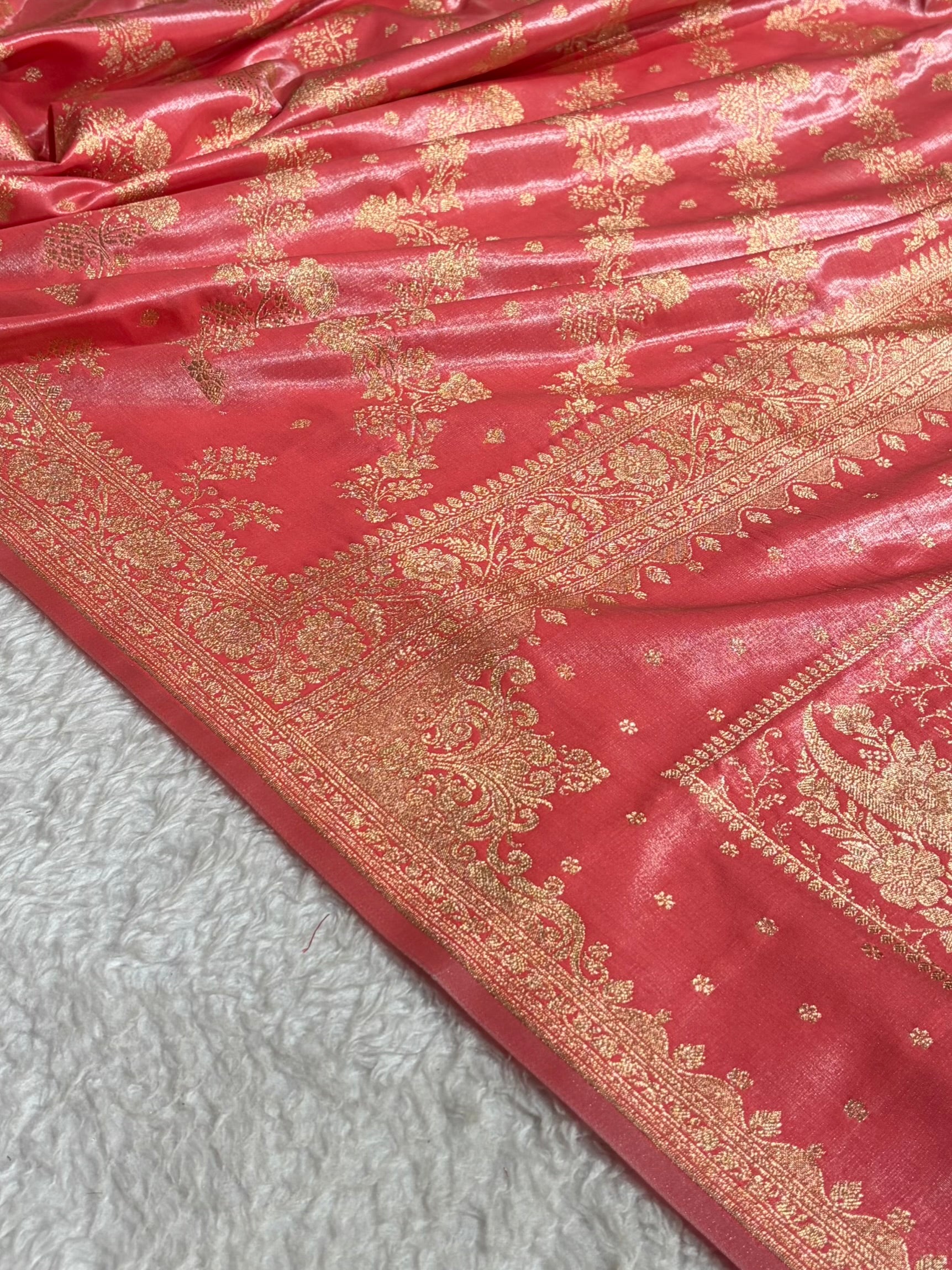 Satin Silk Saree Banarasi Cross with booti In Baby Pink Shades SS22