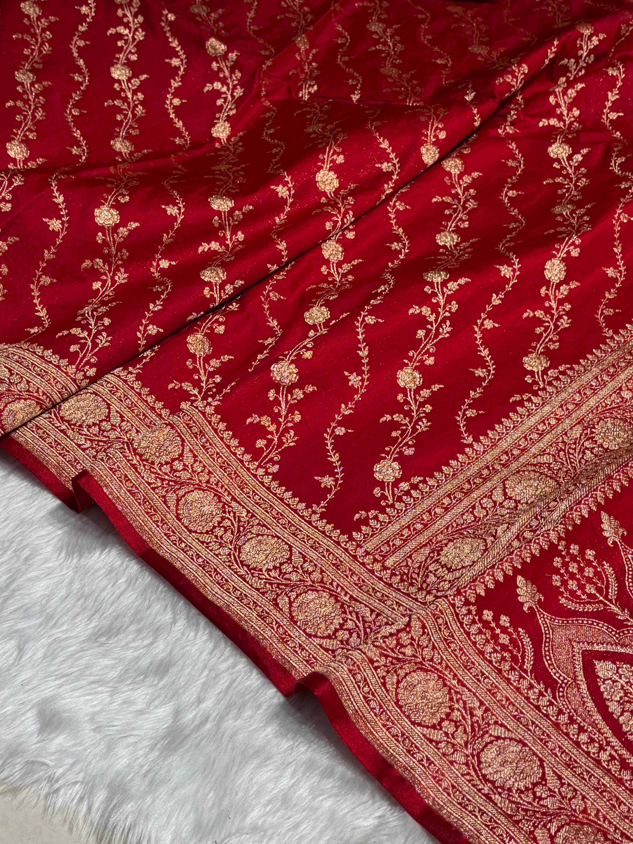 Satin Silk Cross Pattern in Red Shades SS37