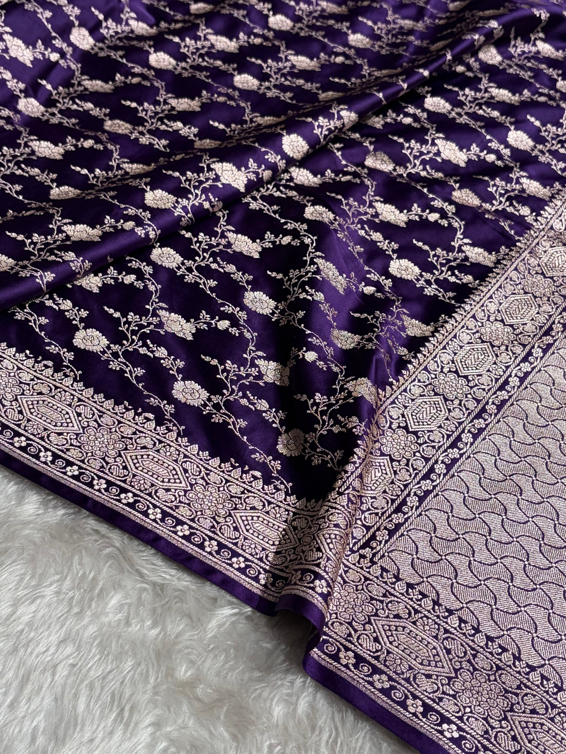 Banarasi Purple Shades Floral Mashru Silk Saree MCS92