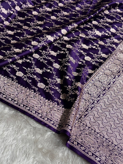 Banarasi Purple Shades Floral Mashru Silk Saree MCS92