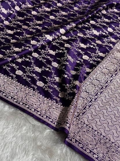 Banarasi Purple Shades Floral Mashru Silk Saree MCS92