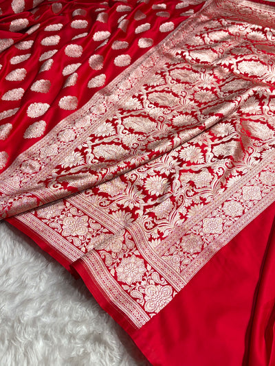 Red Shades Banarasi Boota Pattern Floral Mashru Silk Saree MSM-105