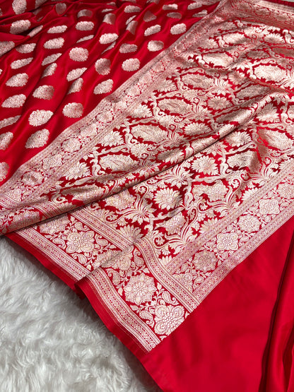 Red Shades Banarasi Boota Pattern Floral Mashru Silk Saree MSM-105