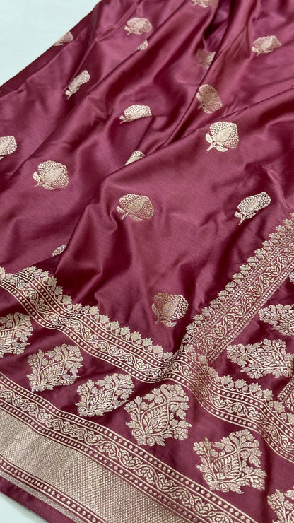 Banarasi Boota Mauve Mashru Silk Saree