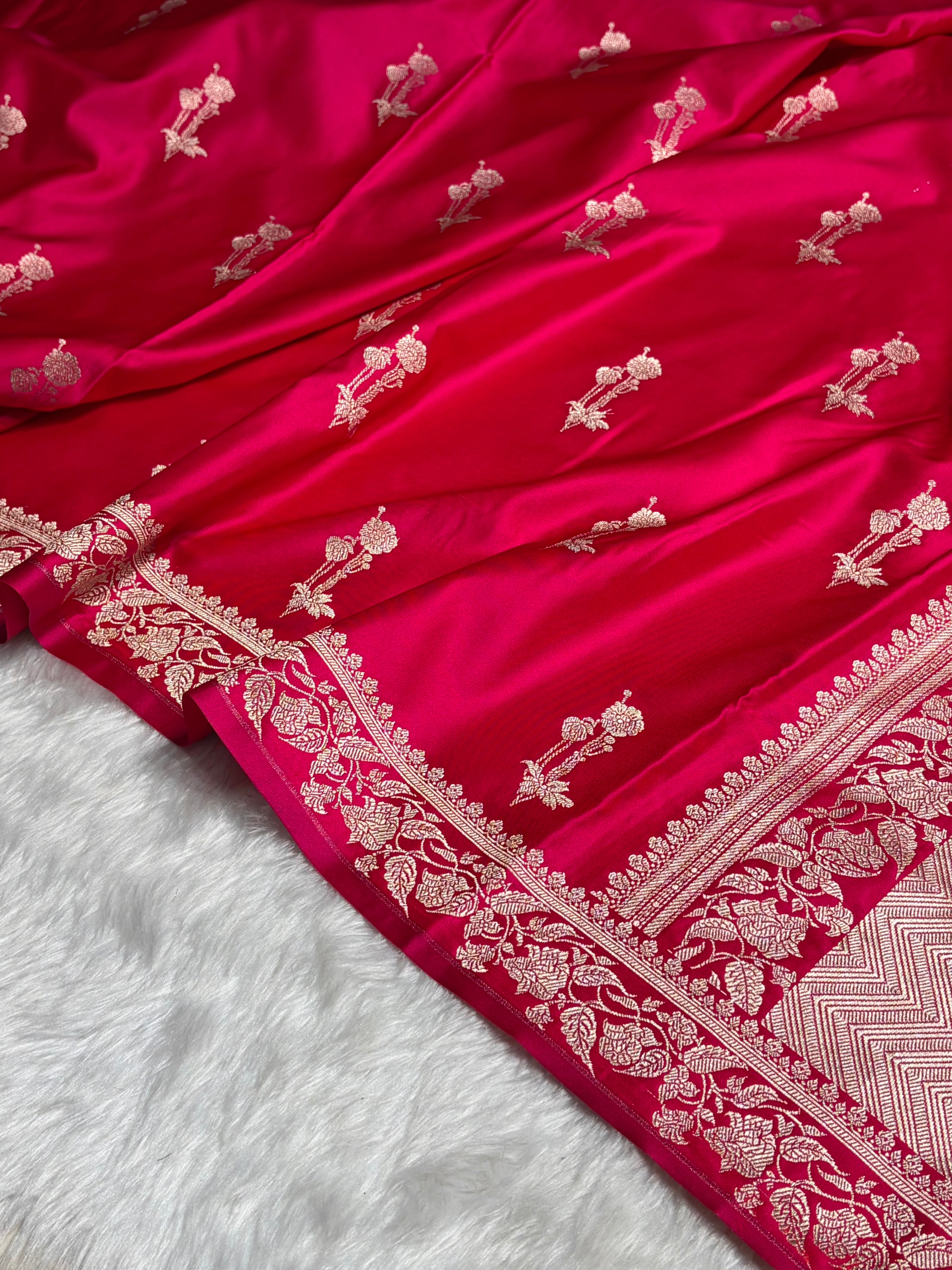 Cross Rani Boota With Floral Border Mashru Silk Saree MSM-92