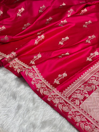 Cross Rani Boota With Floral Border Mashru Silk Saree MSM-92