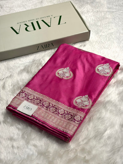 Blush Pink Minakari Boota Mashru Silk Saree MCS35