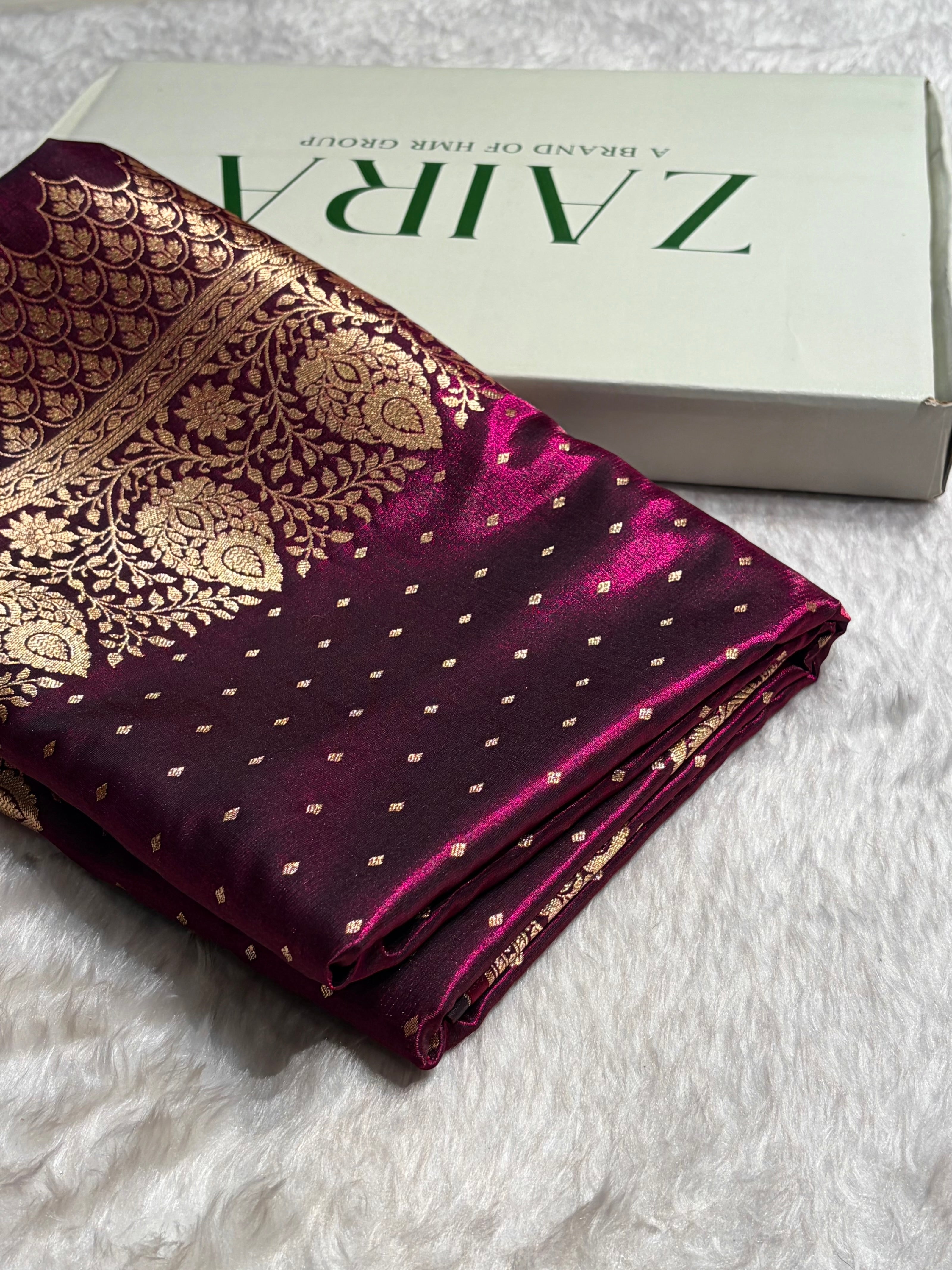 Ultra Light Weight Satin Silk Boota in Wine Shades SS31