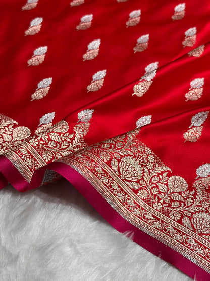 Red Shades Floral Booti Mashru Silk Saree MSM-69