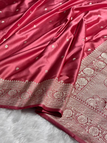Peach Shades Booti Mashru Satin Booti  MS05