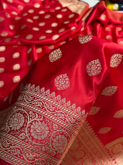 Banarasi Boota Katan Silk Saree In Red Shades SK02