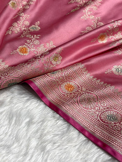 Blush Pink Minakari Banarasi Cross Mashru Silk Saree MCS01