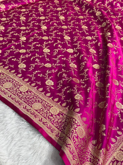 Rani Banarasi Jaal Katan Silk Saree SKM37