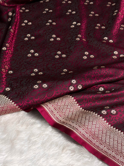 Garnet Shades Tanchoi Motif Mashru Silk Saree MST-12
