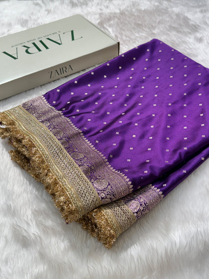 Purple Shade Booti Mashru Silk Saree with gotta Patti MSGP9