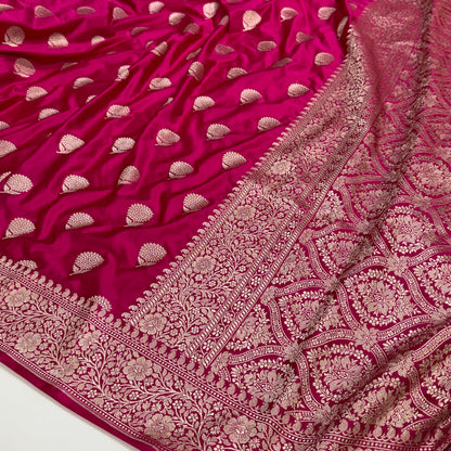 Banarasi Pink Tree Boota Mashru Silk Saree