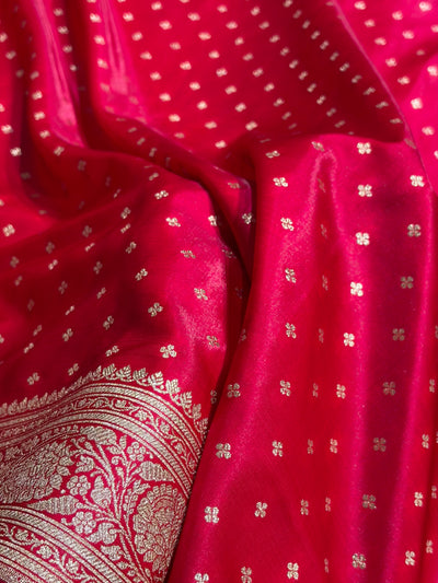 Banarasi Cross Rani Shades Booti Pattern Banarasi Satin Silk Saree SS53