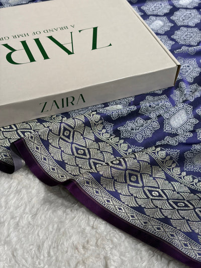 Banarasi Dark Lavender Shades Tanchoi Motif Mashru Silk Saree
