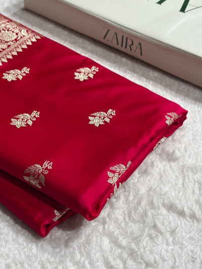 Cross Rani Shades Banarasi Boota Pattern Floral Mashru Silk Saree MSM-120