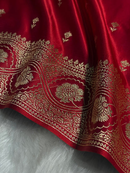 Maroon Booti Pattern Satin Katan Silk Saree SK54