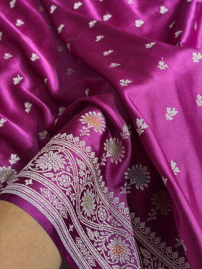 Banarasi Wine Shades Minakari Booti Mashru Silk Saree MCS72
