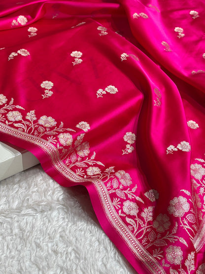 Rani Boota With Floral Border Mashru Silk Saree MSM-87