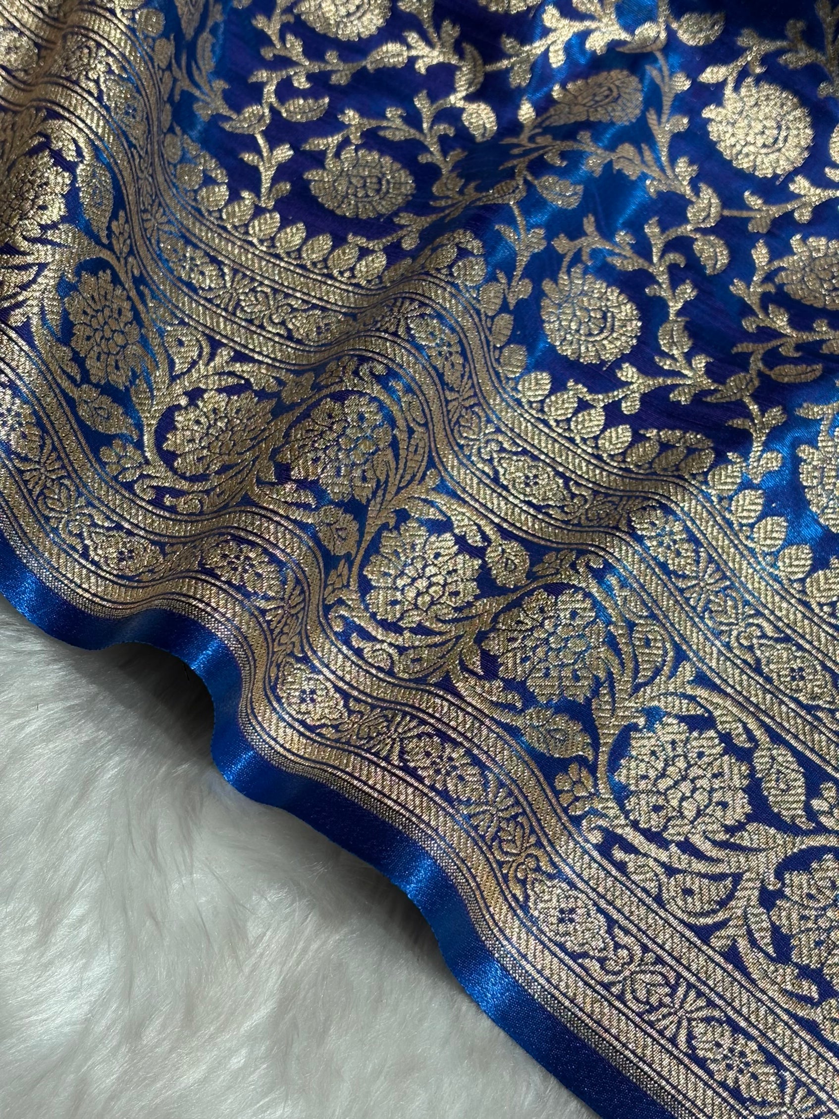 Satin Silk Jaal in Royal Blue Shades SS21